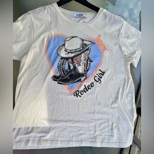 Letluv Rodeo Girl Graphic T-Shirt in White, NWOT Size small